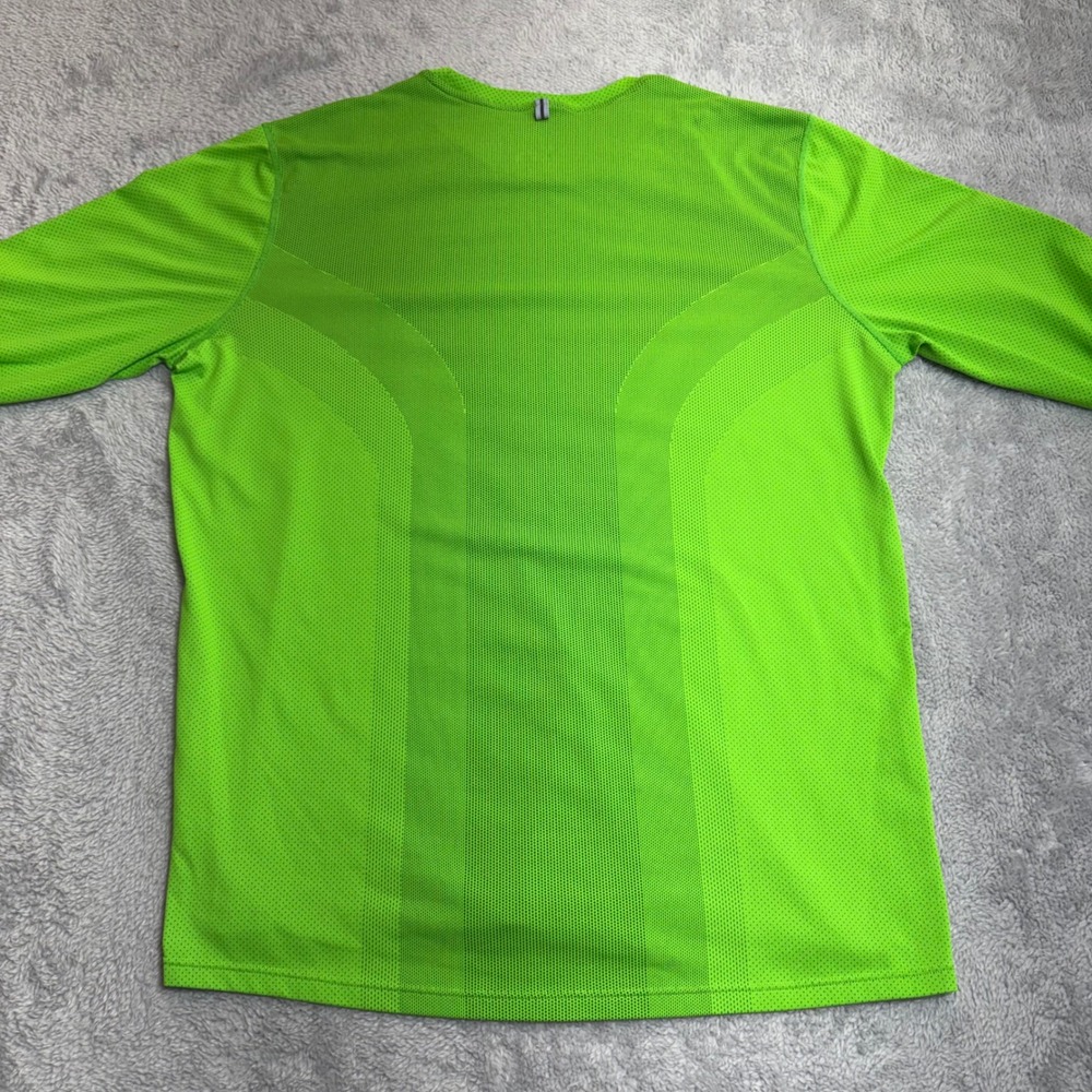 Nike Running Shirt Mens Medium Green Dri-FIT Long Sleeve Mesh Performance Top - Picture 2 of 6